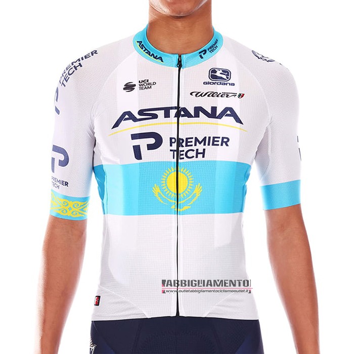 Abbigliamento Astana Manica Corta e Pantaloncino Con Bretelle 2021 Campione Kazako - Clicca l'immagine per chiudere